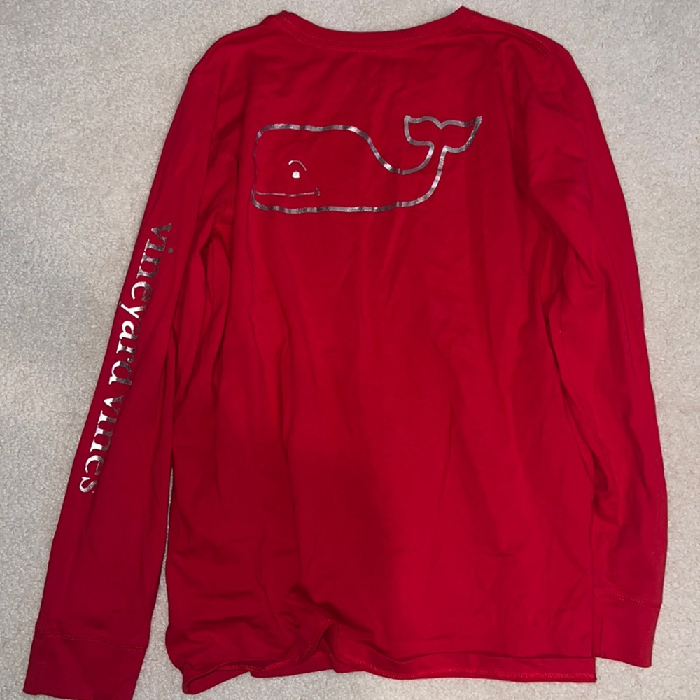 Vineyard Vines Red Girls Long-Sleeve Tee